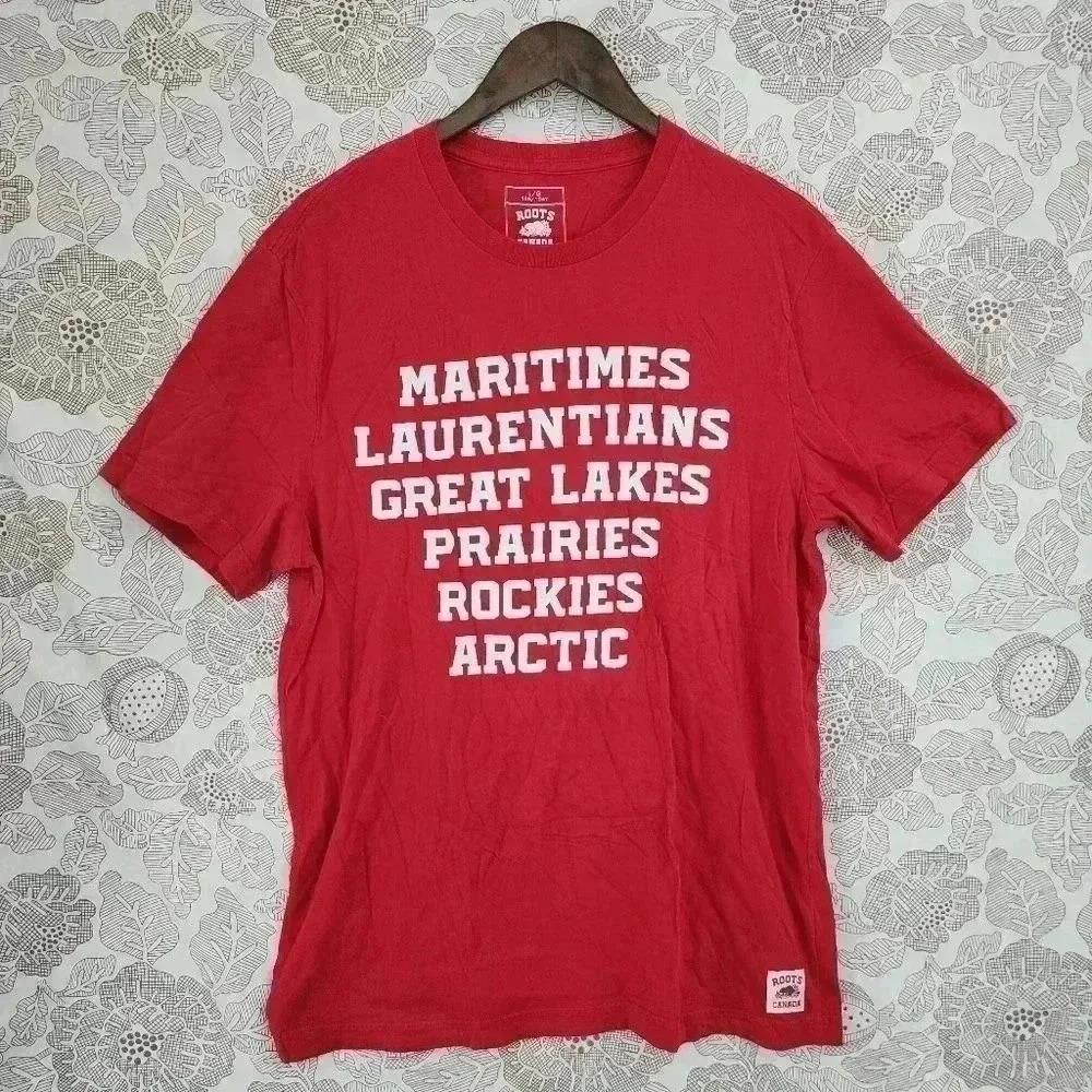 Roots Canada Red T Shirt Men's Size L 8279